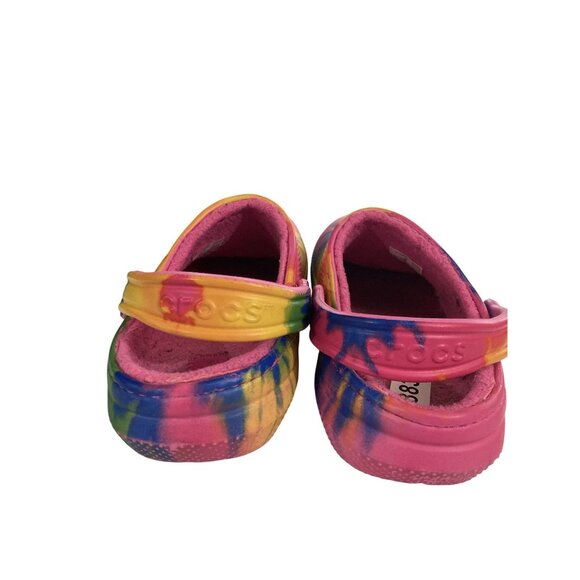 Crocs Classic unisex size Women's 6 men 4 Multicolor Tie-Dye lined Clog Shoes - Picture 4 of 8